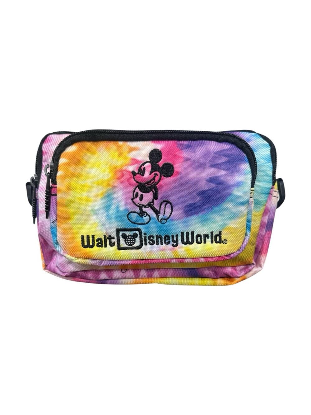Walt Disney World Mickey Tie Dye Belt Bag Fanny Pack 3 Zip Festival Waist Bag
